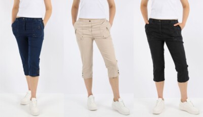 Jeanshose Damen Slim Legs kurz 3/4 Jeans Hose Caprihose