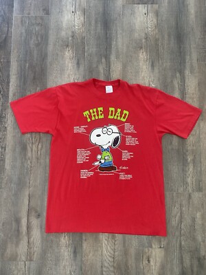 Vintage Snoopy Shirt Peanuts 1980s Artex Comic Graphic Adult Large Red Dad Tee