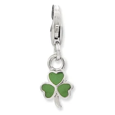 Clover Charm .925 Sterling Silver 3D Enameled Click On Amore La Vita