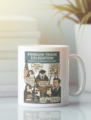Penguins Tariffs mug, Against Tariffs Mug, Anti-MAGA Protest mug,Anti Trump