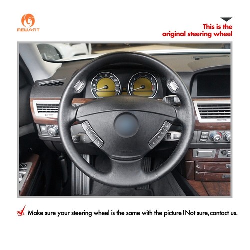 MEWANT Custom Suede Steering Wheel Cover for BMW 7 Series (E65/E66) 2004-2008 - Foto 2 di 10