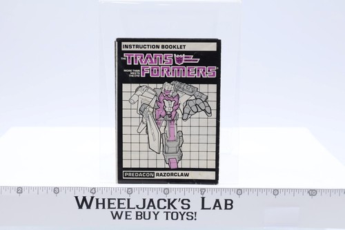 Razorclaw Action Figure Vintage Instruction Manual 1986 Hasbro G1 Transformers