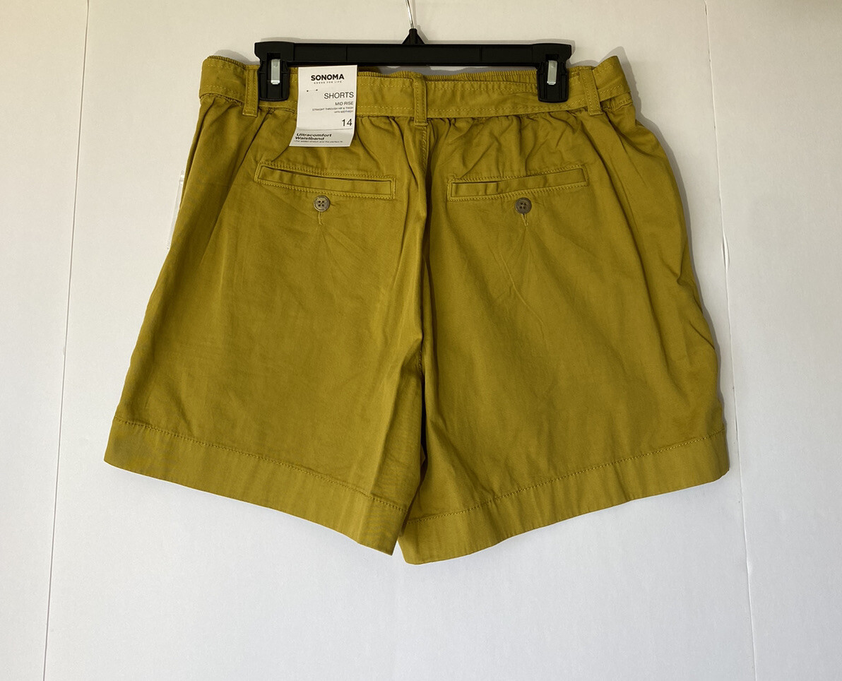 Sonoma Womens Olive Ultracomfort Waistband Cotton Tie Waist
