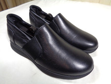 Clarks Unstructured Leather Slip On Shoes Un Loop 2 Step Black womens size 6M