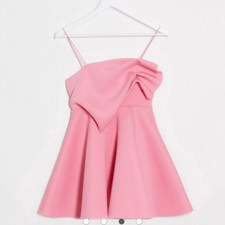 NEW ASOS Mini Dress In Rose Size 4 Petite Tuck Detail Baby Doll