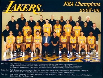 2008-09 LOS ANGELES LAKERS 8X10 TEAM PHOTO BASKETBALL