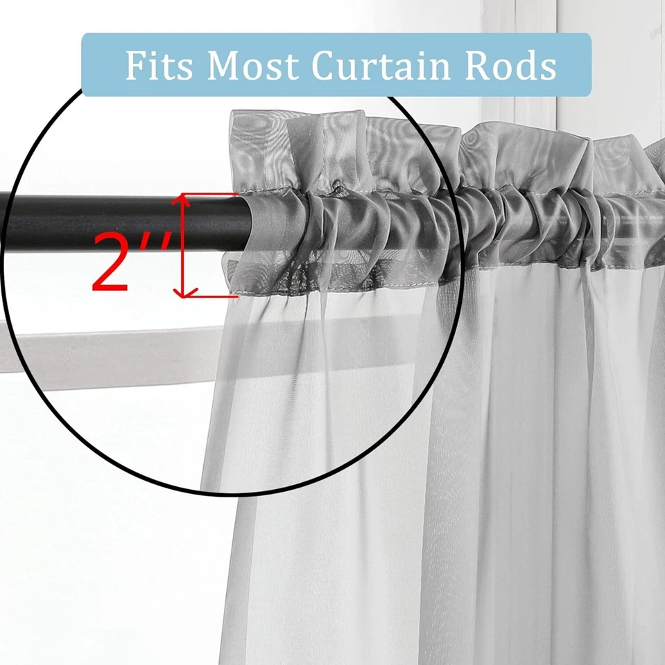 2pc Sheer Voile Window Curtain Panel Gray - Room Essentials - Image 4 of 4