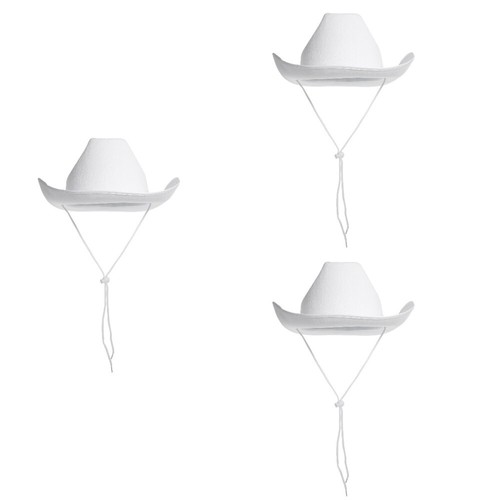 3 PCS Cowboy Hat Bride Man Wide Brim Cowgirl Hats for Women Western - Picture 4 of 12