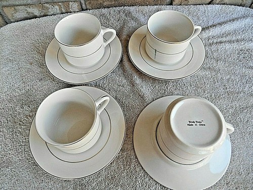 JUEGO DE 4 tazas y platillos de café de colección totalmente hoy en China en acabado dorado - Imagen 11 de 11