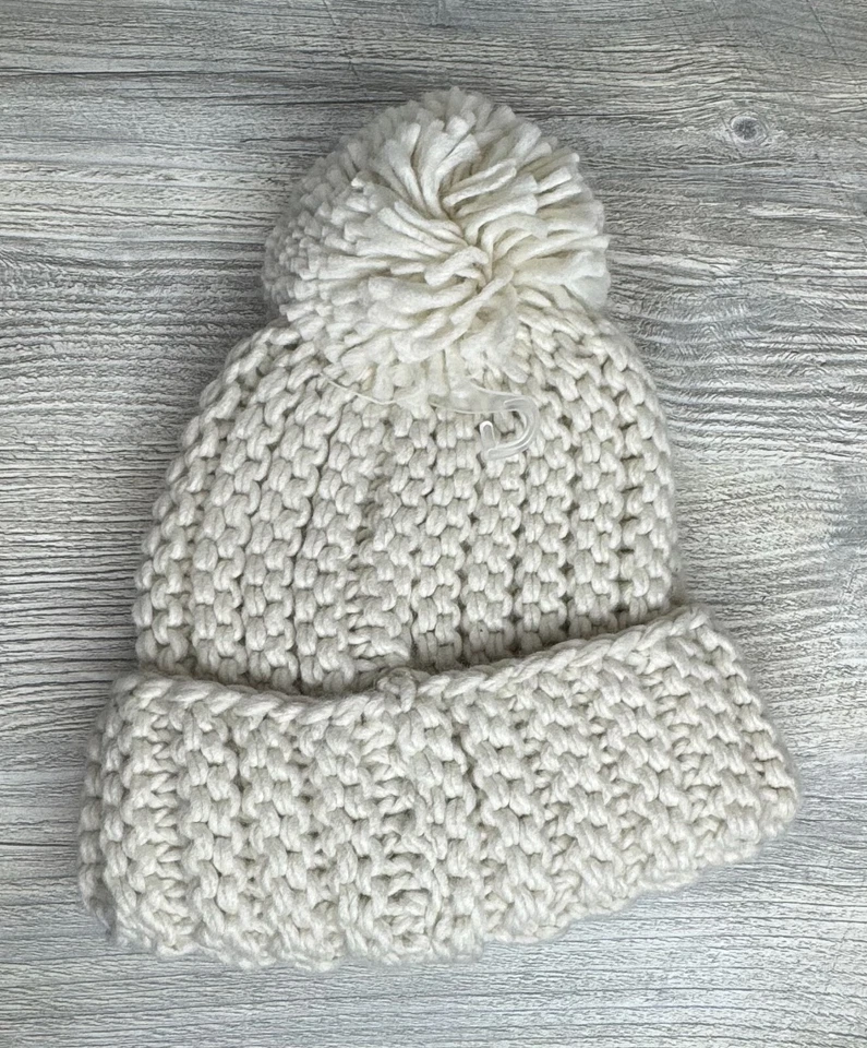 Nuevo Gorro Gorro Azul Logo Niño Pequeño OSFM Crema Pom Tejido Puños Invierno Nuevo con Etiquetas Foto 2 de 4