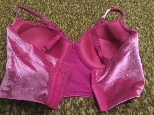 NEW VICTORIA'S SECRET B.BY VICTORIA LINED DEMI VELVET SPARKLE BRA BUSTIER 34DD - Picture 2 of 5