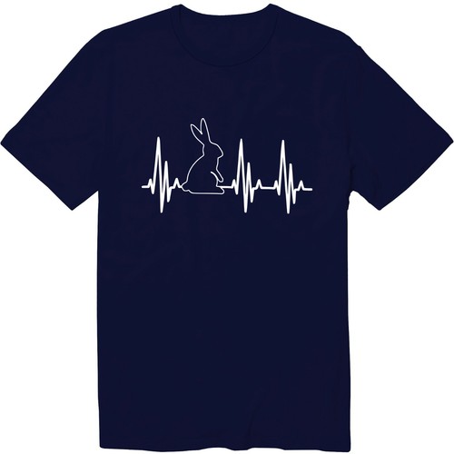 Heartbeat Bunny Rabbit Mens Unisex Crew Neck T-Shirt - Picture 14 of 34