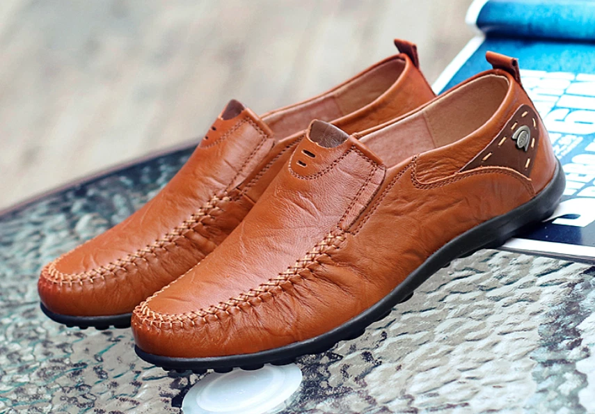 mocassin chaussure en cuir authentique homme décontracté noir marron caramel été - Photo 3/4