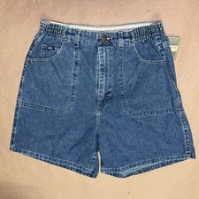 Vintage 1990  s Lee Utility Side Elastic Denim Shorts, Deadstock NWT, Size 14M