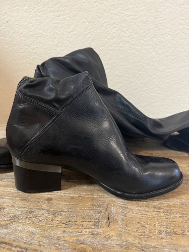 RACHEL ZOE BLACK ALL LEATHER OTK SIERRA BOOTS SIZE 8 OVER THE KNEE - Picture 4 of 8