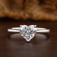 1Ct Heart Shaped Diamond Solitaire Engagement Wedding Ring 14K White Gold Finish