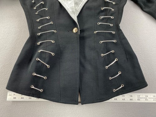 Vintage 1980’s Women’s Cache Black Blazer Silver Accents Size S Style C-142 Art - Picture 6 of 21