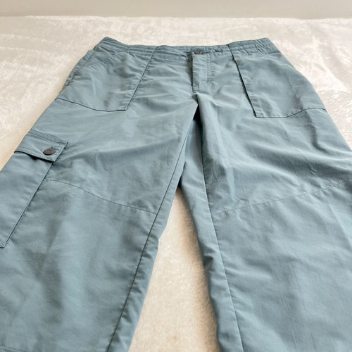Patagonia Cargo Capri Pants Women 4 Gray Blue Straight Leg Tie Lightweight - Picture 3 of 16