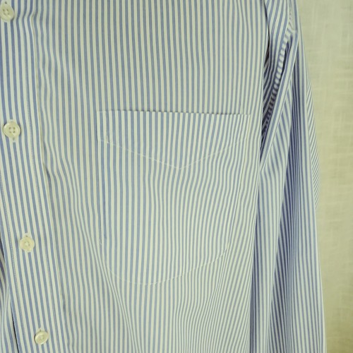 Camicia Daniel Cremieux 16 35 Henry blu a righe con bottoni manica lunga 100 cotone - Foto 3 di 9