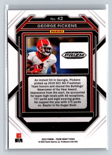 2023 Panini Prizm Draft Picks Silver Prizm George Pickens No.42 - Picture 2 of 2