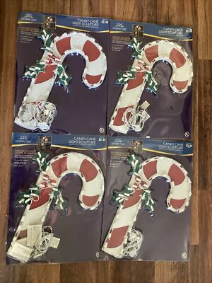 4 Holiday Time Indoor-Outdoor 18'' Candy Cane Light Sculptures Lot Vintage NOS