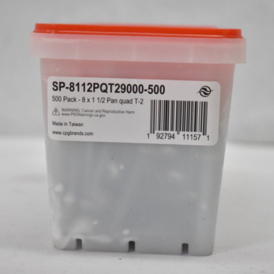 CPG Brands 500 Pack Pand Quad Self Drilling Screws T-2 500 Pack #8 x 1-1/2''