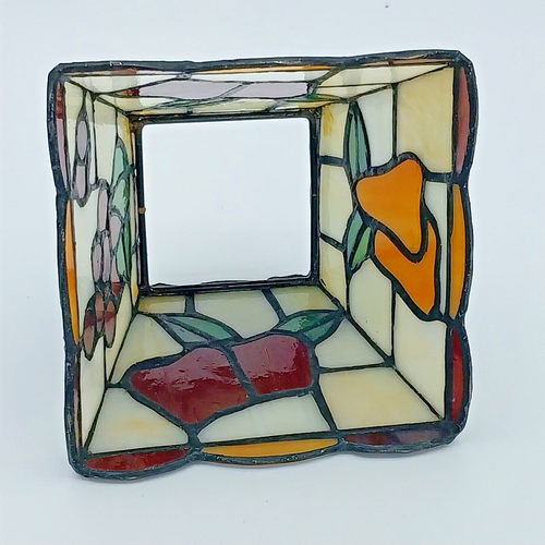 Vintage Tiffany Style Stained Glass Square Lampshade Fruit Pear Grapes Apple - 第 7/12 張圖片
