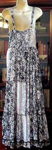 NWT Anthropologie Me 2 Magic Black White Sequin Gold Lurex Tassels Maxi Dress L - Picture 8 of 11