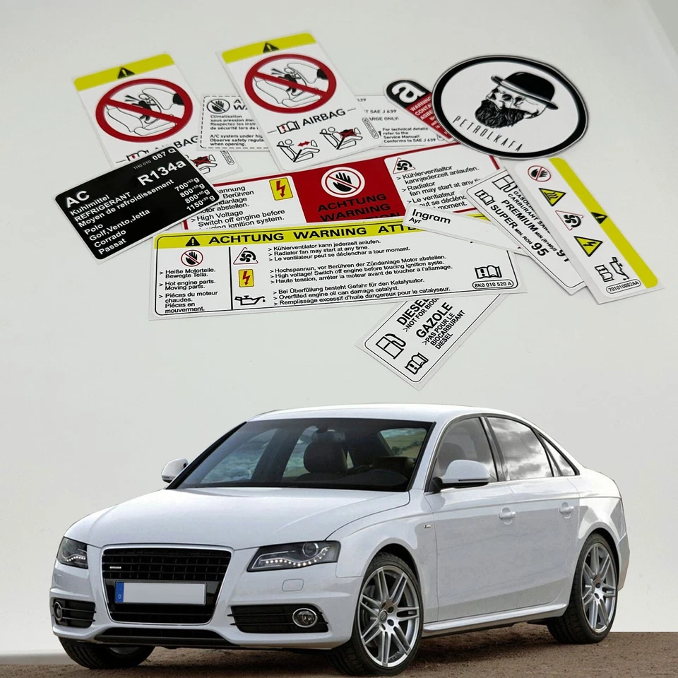 Audi A4 S4 2004-2012 Restoration Warning Caution Engine Bay Stickers Labels - Image 4 of 4