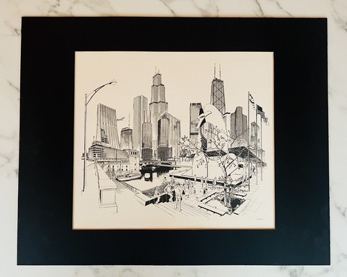 1978 George Becker Print Chicago Landmarks Buildings Illinois Architecture 20x16 - Picture 2 of 7