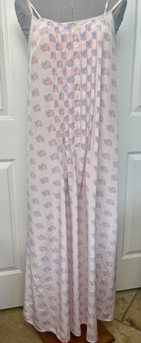 Vintage Eileen West Saks Fifth Ave Pink Floral Nightgown Polyester Sz Med USA