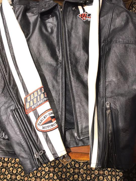 Harley-Davidson Jacket Black White Leather size M Harley