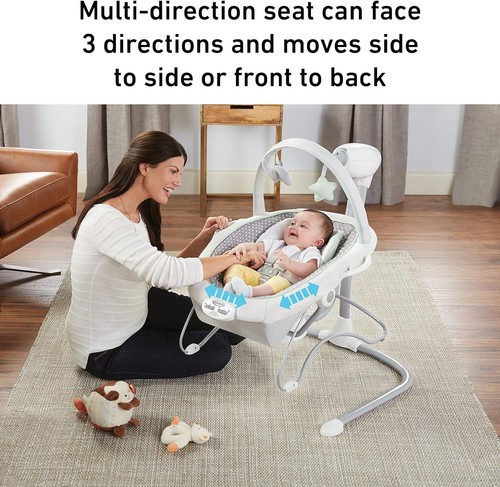 Graco Soothe 'n Sway LX Baby Swing with Portable Bouncer Derby Fashion - Picture 3 of 13