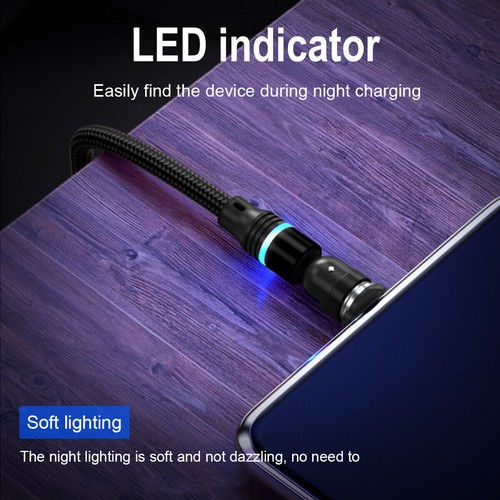 3-in-1 180°+360° Magnetic Charger Cable For Apple Micro USB Type-C Samsung LG - Picture 8 of 38