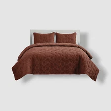 VCNY Home Orange Kaleidoscope Embossed Geometric Quilt 3pc King Size Set