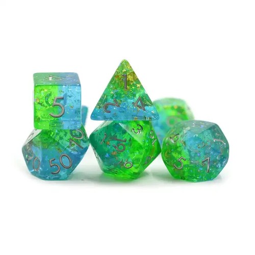 Smaragdtiefen Würfel grün blau gold Folie D&D Dungeons Drachen DnD RPG polyedrisch - Bild 3 von 3