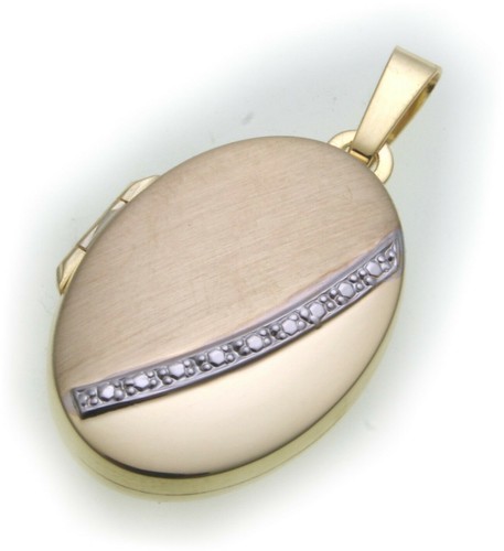 Pendentif Médaillon En Or 333 (8kt) Satiné, étoiles, Or Jaune, Neuf Avec étiquette