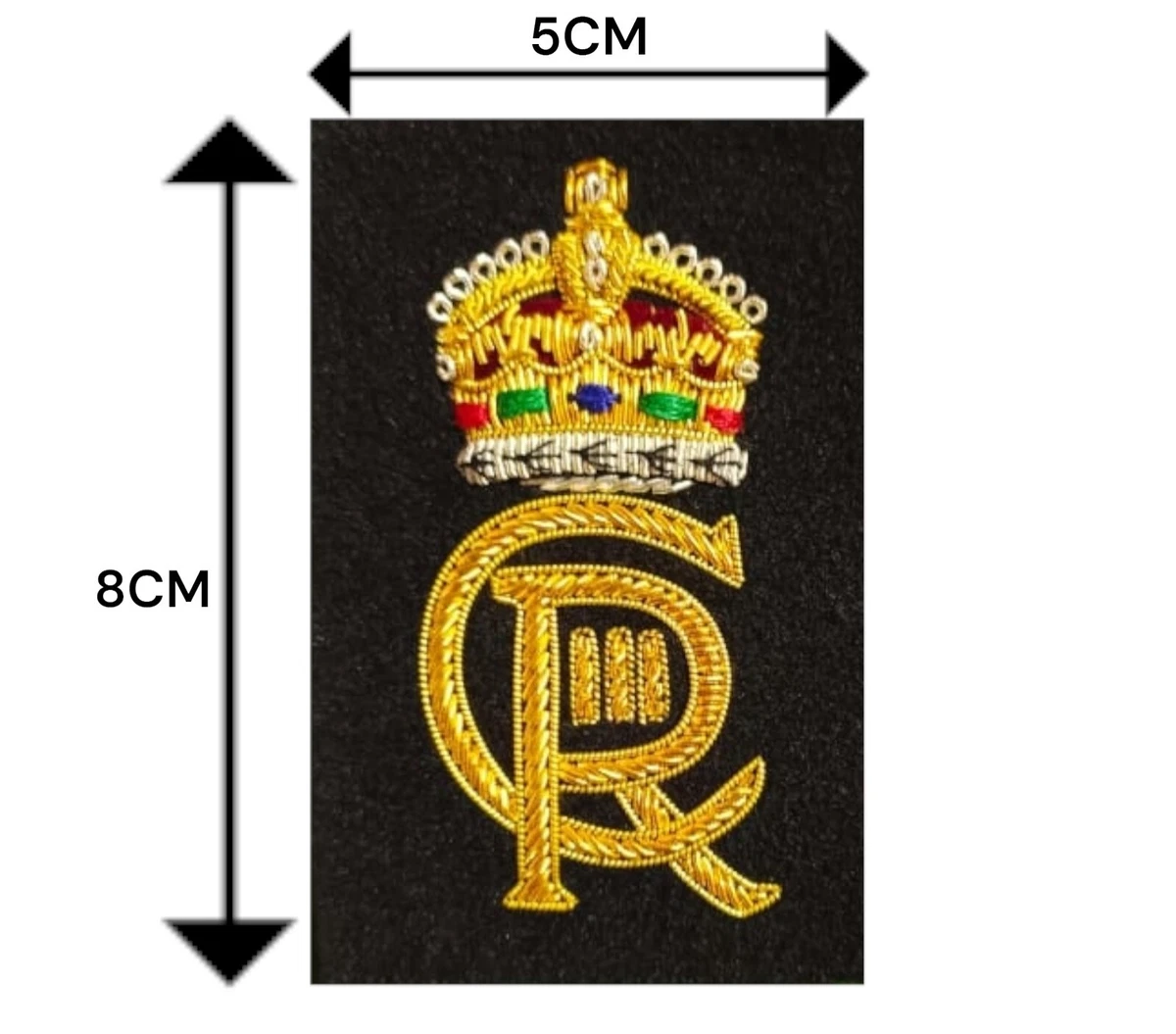 King Charles's new royal patch Embroidered Bullion Wire C III R Badges British.