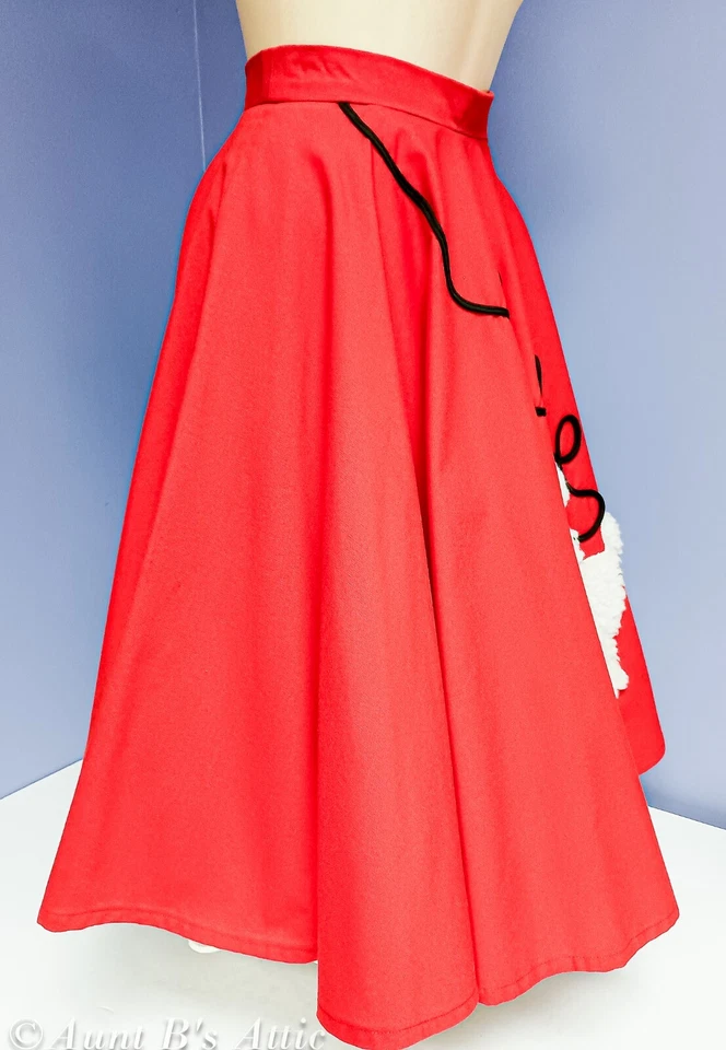 Falda Caniche Hecha a Mano Sarga Roja Damas/Niñas 25" Largo Falda Círculo con Caniche XXS Foto 3 de 4