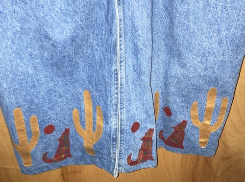 Vtg Southwestern Denim Jacket Duster Cactus Coyote Sunbelt Sportswear Embroidery - Picture 6 of 21