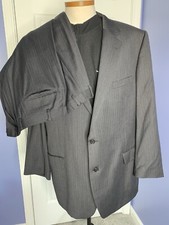JOS A BANK Signature Gray 100 Wool Men Suit 50L 42x28  Herringbone Jacket Pants