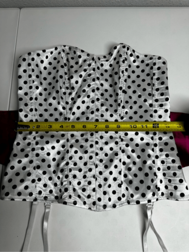Frederick’s Of Hollywood White & Black Polka Dot Lace Up Corset Top Size M EUC - Picture 4 of 15
