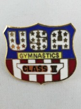 Vintage USA GYMNASTICS CLASS II ENAMEL LAPEL PIN
