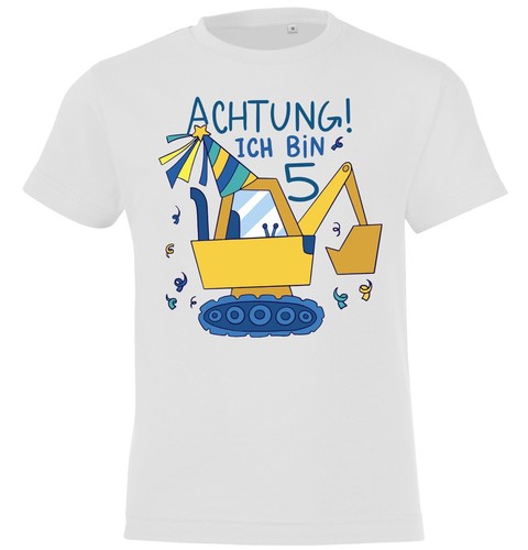 T-shirt bambino Youth Designz attenzione 5 anni stampa logo compleanno Bday Fun - Foto 6 di 7