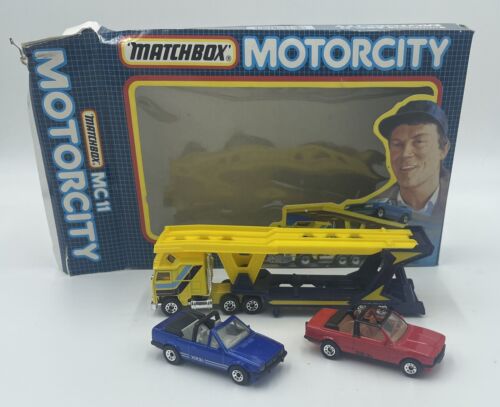 MATCHBOX MOTORCITY MC11 MC-11 1987 KENWORTH CAR TRANSPORTER FORD ESCORT BMW 323 - Foto 4 di 11