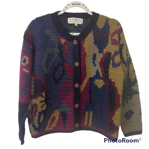 Peruvian Connection vintage cardigan button Knit sweater Medium - Picture 1 of 9