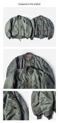 Bronson USAF 1955 MA-1 Flight Jacket Air Force Men Waterproof Bomber Coat Green - Picture 15 of 24
