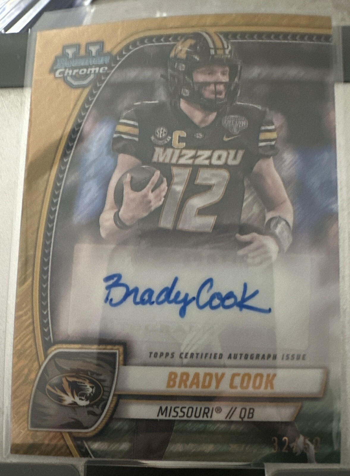 2024 Bowman Chrome U Brady Cook Prospect Rc Auto Gold Shimmer /50 Missouri