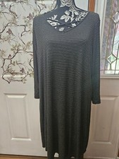 SIZE 0 MAURICES Black & White Stripe Long Sleeve Relaxed Dress INVPV940