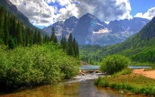 Landscape mountains river nature trees pine snowy Custom Gaming Mat Desk